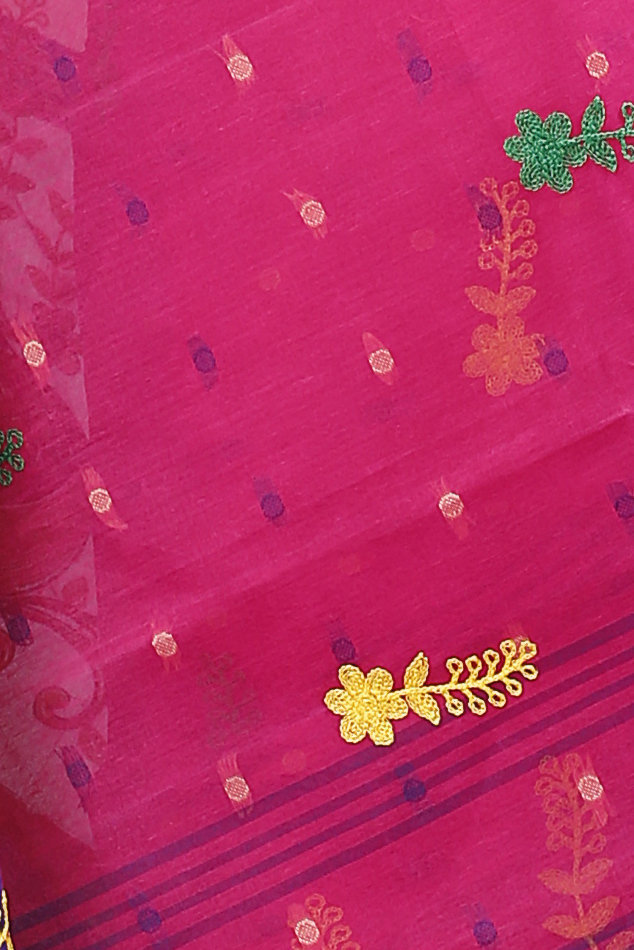Pink Pure Cotton Embi_Ganga_Buti Tant Embroidery (1004)